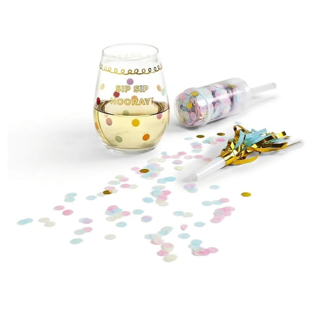 Wine Glass with Confetti Popper